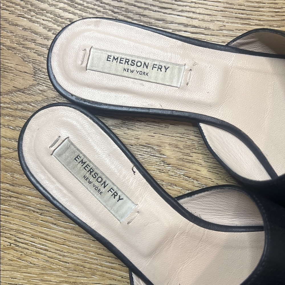 Emerson Fry Black Leather Slides Size 6 - Picture 7 of 10